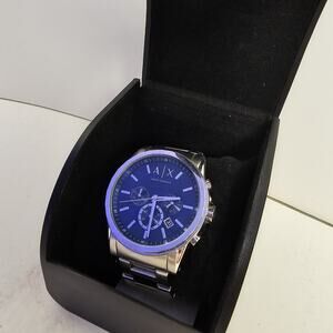 ARMANI EXCHANGE MEN'S SILVER TONE STAINLESS BLUE DIAL CHRONOGRAPH WATCH AX2509